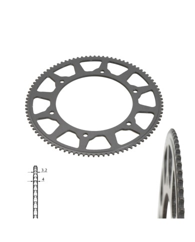 Corona PASSO 215 (7mm) 65T consigliata per la classe Minikart e OK Junior, in Ergal, con trattamento Anodico Duro.