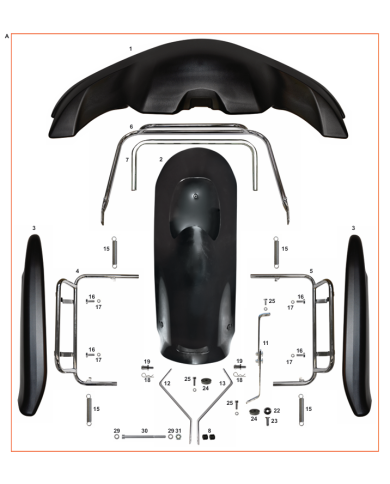 Kit carene 507/508 compl. di attacchi nero